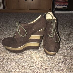 Suede Dollhouse Wedge Booties
